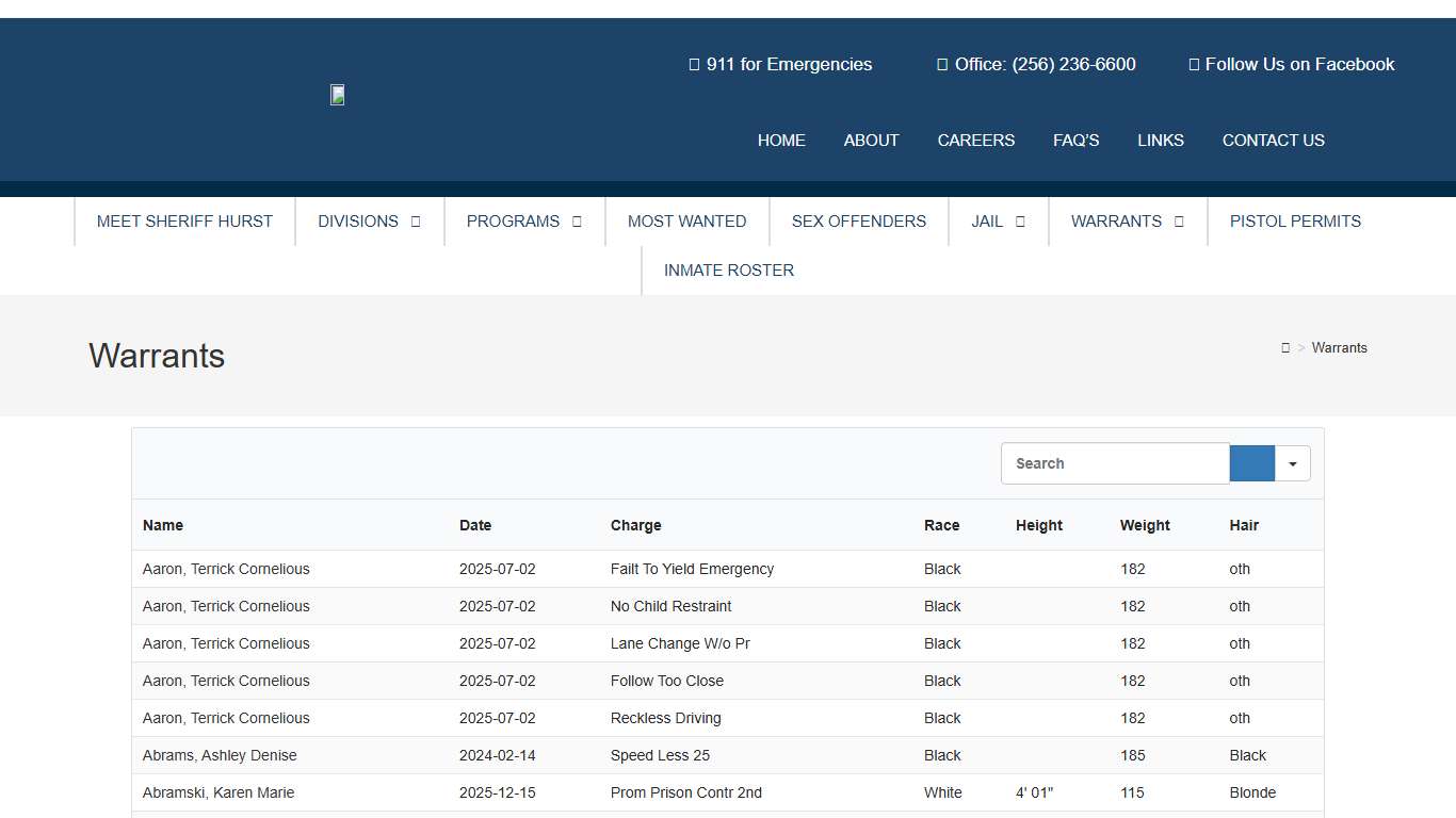 Warrants - Calhoun County Sheriff's Office