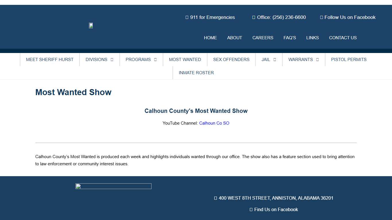 Most Wanted Show - Calhoun County Sheriff's Office